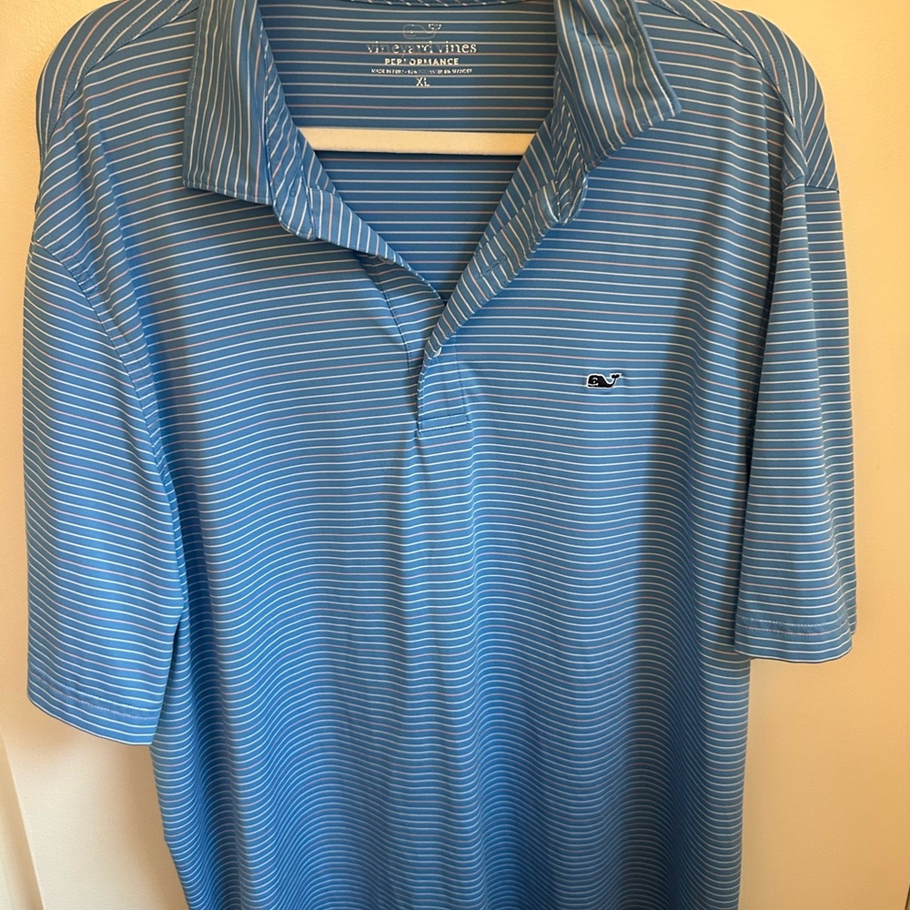 Vineyard Vines Men's Blue Striped Polo Shirt